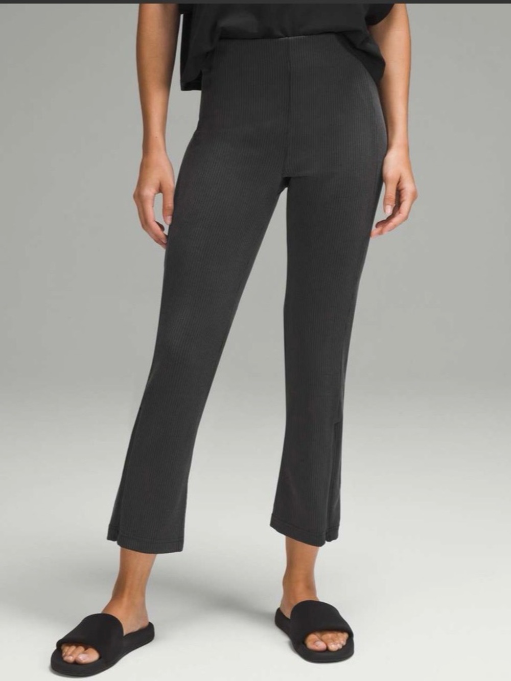 Lululemon Ribbed Softstreme Zip-Leg High-Rise Pants 25" Black
